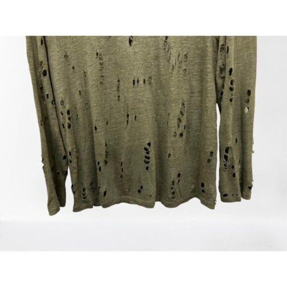 IRO Top Distressed Gray Size Medium Linen Crew Neck Torn Grunge Goth - Picture 2 of 8